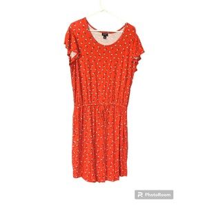 ANA Women’s Dress Plus Size XL Red Fannie Print Lace Waist